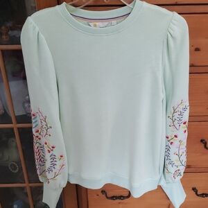 Boden Light Green Sweatshirt with Floral Embroidery